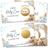 Holy Cow Scratch Off Game Cards (50-Pack) - Fun & Simple Baby Shower Activity For Boys, 'A Little Holy Cow Is On The Way' Theme, Blue Highland Cow Themed Party Game -C3