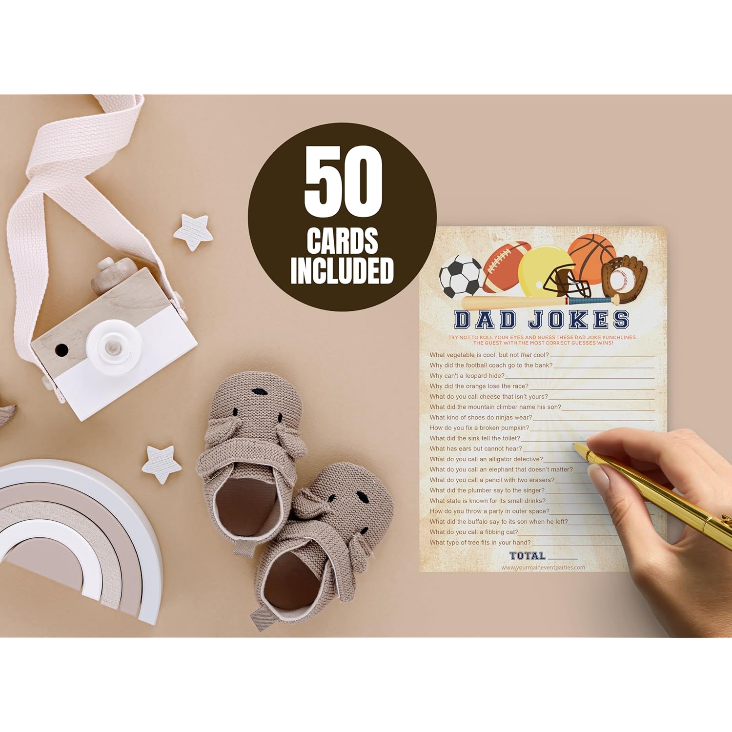 50 Pack All Star Sports Baby Shower Games, Fun Dad Joke Game, Great For Baby Shower, Baby Sprinkle, Or Any Party!