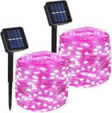 2 Pack 66FT Solar Fairy String Lights Pink 200 LED Copper Wire Outdoor Waterproof Lights with 8 Lighting Modes for Garden Patio Party Wedding Holiday Decor