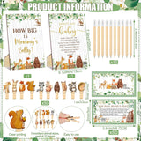 114 Pcs Baby Shower Games Supplies Include Measure Mommy'S Belly Sign Don'T Say Sign 50 Clothespins 2 Tummy Measure Rolls 10 Pencils Baby Shower Decor Party Favors(Woodland Animal)