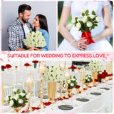 500 Pcs Artificial Silk Roses Flowers With Long Stem Bridal Wedding Bouquet Realistic Floral Bulks For Garden Home Party Gifts Favor Decoration(White)