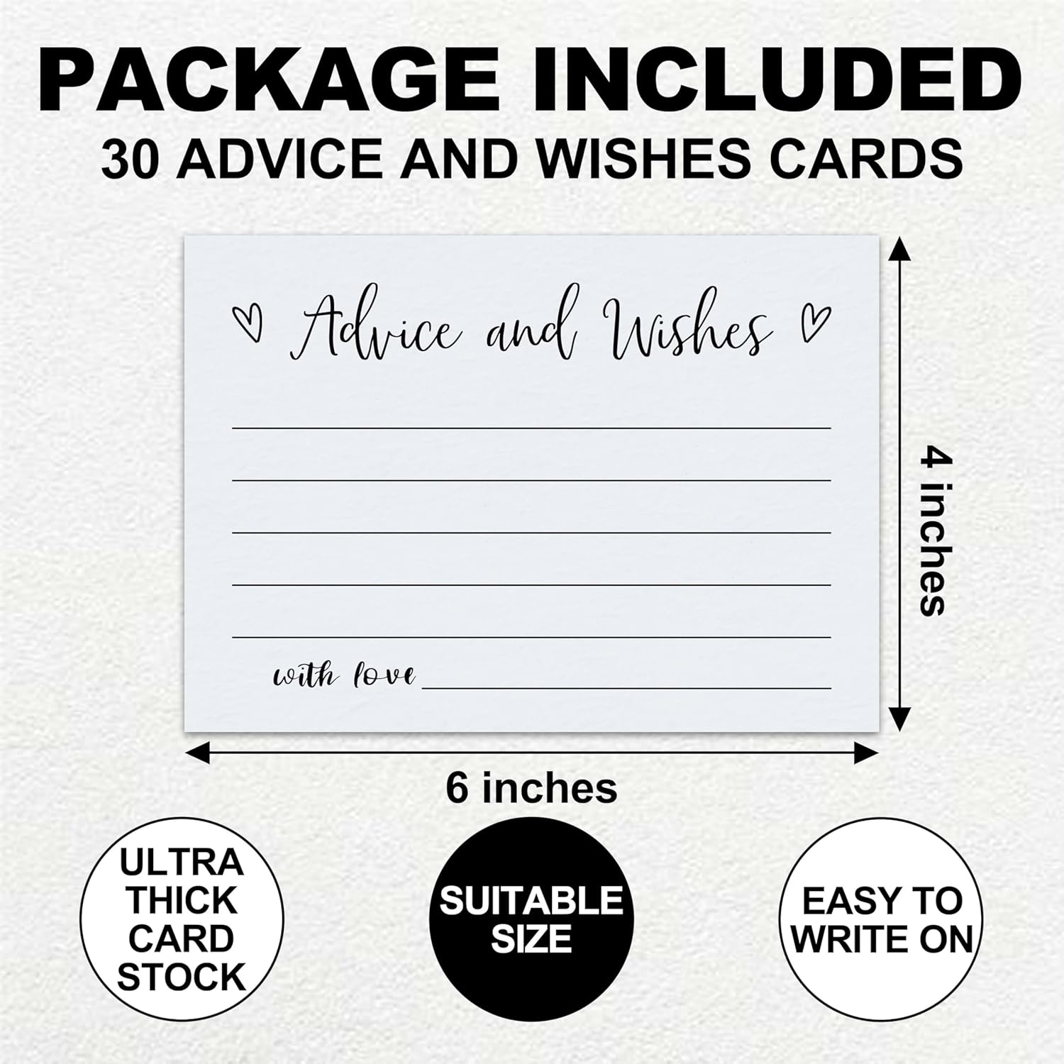 Advice And Wishes Cards, 30 Pieces 4X6 Inches Minimalist Bridal Shower Card, Wedding Advice Cards, Wedding Registry Ideas, Wedding Cards For Bride And Groom, Newlyweds, Bridal Shower-A01