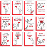 Valentines Day Cards For Kids School Classroom Exchange – 24 Pack Flat Cards 4X6 With 24 Red Envelopes & Stickers, 12 Cute Figure Designs, Trendy Theme - Valentines Day Gifts For Boys, Girls