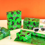 Reversible Birthday Gaming Wrapping Paper Roll, Mini Roll, Green Game Controller And Pixel Design Gift Wrap Paper For Kids, Boys, Game Lover, Birthday, Party, Holiday, 17 Inches X 16.4 Feet