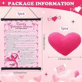 Galentine'S Day Party Game Pass The Heart Game Galentines Left Right Story Hanging Scroll With Plush Heart Valentine'S Gift For Women Besties Adults Party Supplies Activities Challenge Prizes