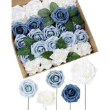Artificial Flowers Dusty Blue Flowers Combo Wedding Flowers For Diy Bouquets Centerpieces Floral Arrangements Bridal Shower Baby Shower Party Home Decorations (Demure Dusty Blue)