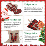 Merry Christmas Burlap Banner, Sock Shaped Christmas'S Decoration, Unique Hand-Sewn Christmas'S Decor For Xmas Party Supplies Decoration, Great Firepalce Decorations For Christmas