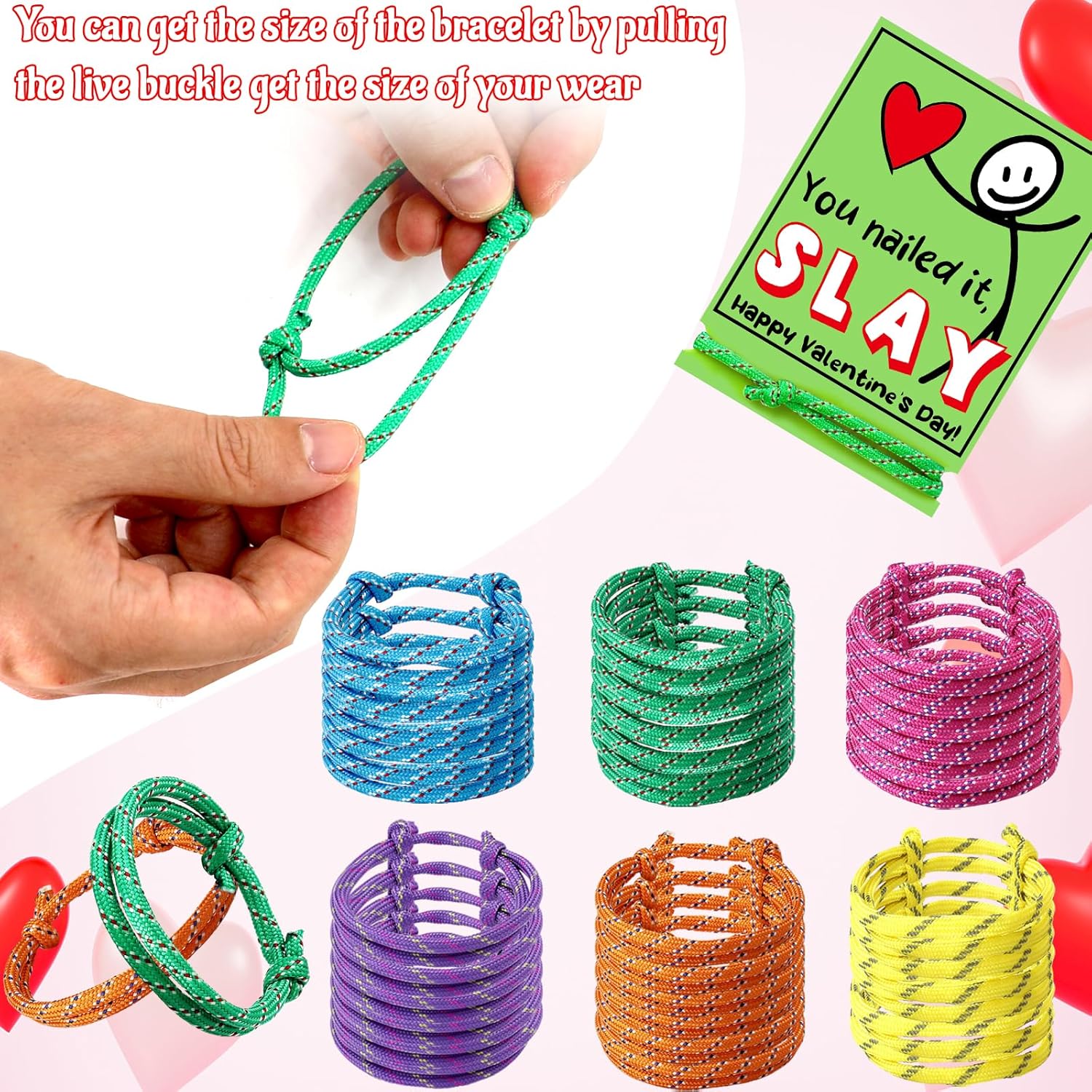 36 Pack Slang Words Valentine'S Day Cards With Friendship Knot Bracelets, School Valentines Day Gifts Bulk For Kid, Student, Tween, Teen, Girl, Boy From Teacher Classroom Exchange Party Favors