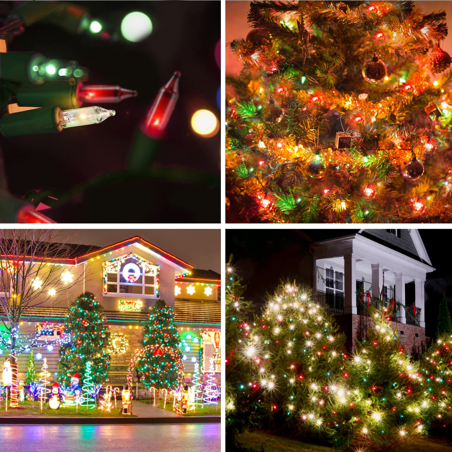 Christmas String Lights 100 Count - Incandescent Mini Red, Green, And Clear Warm Christmas Tree Light - 20.5 Feet Light