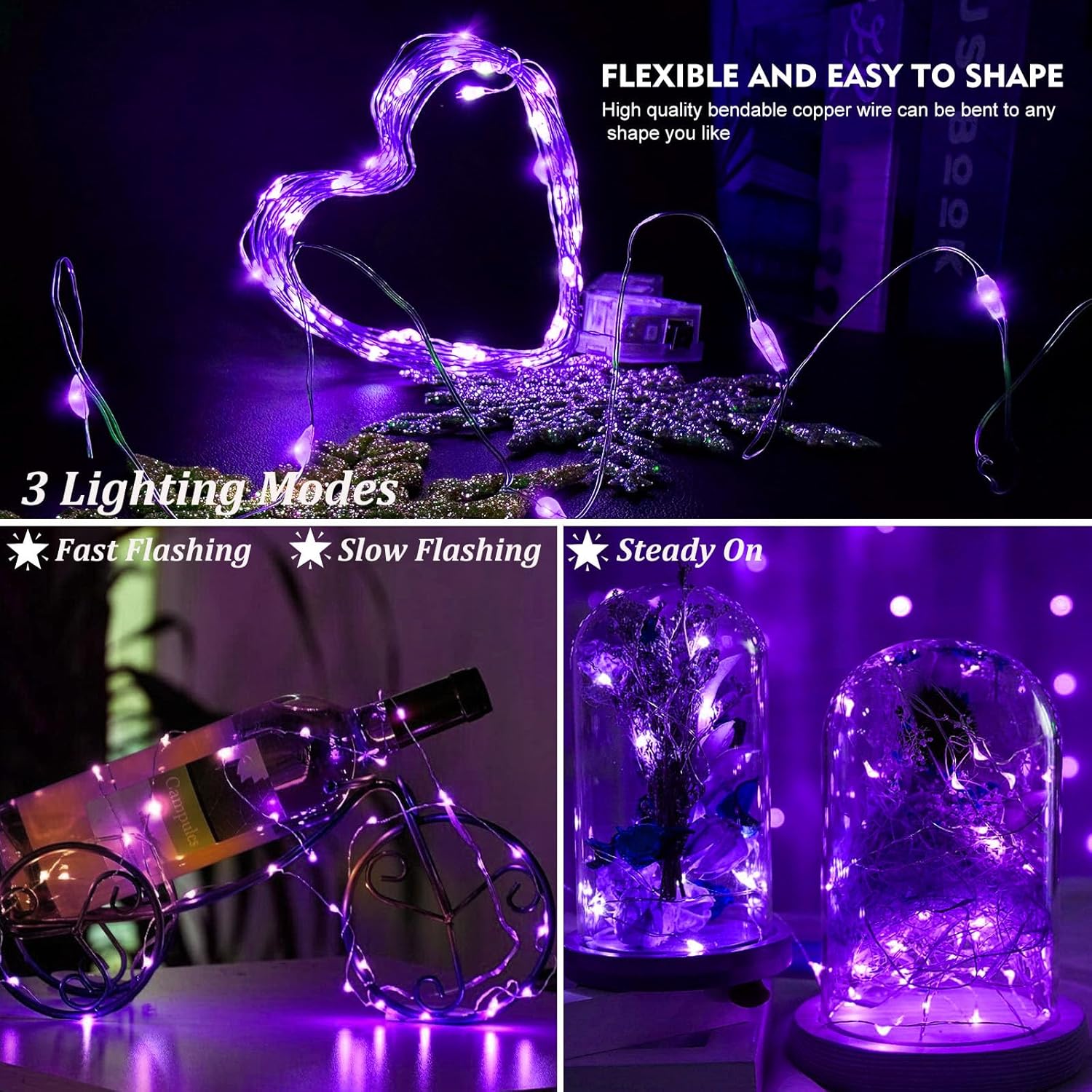 6 Pack Led Fairy Lights Battery Operated, Fairy String Lights 3 Modes Waterproof 7 Feet 20 Led Firefly Starry Lamps For