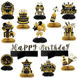 12pcs Black Gold Birthday Table Decoration Centerpieces Honeycomb