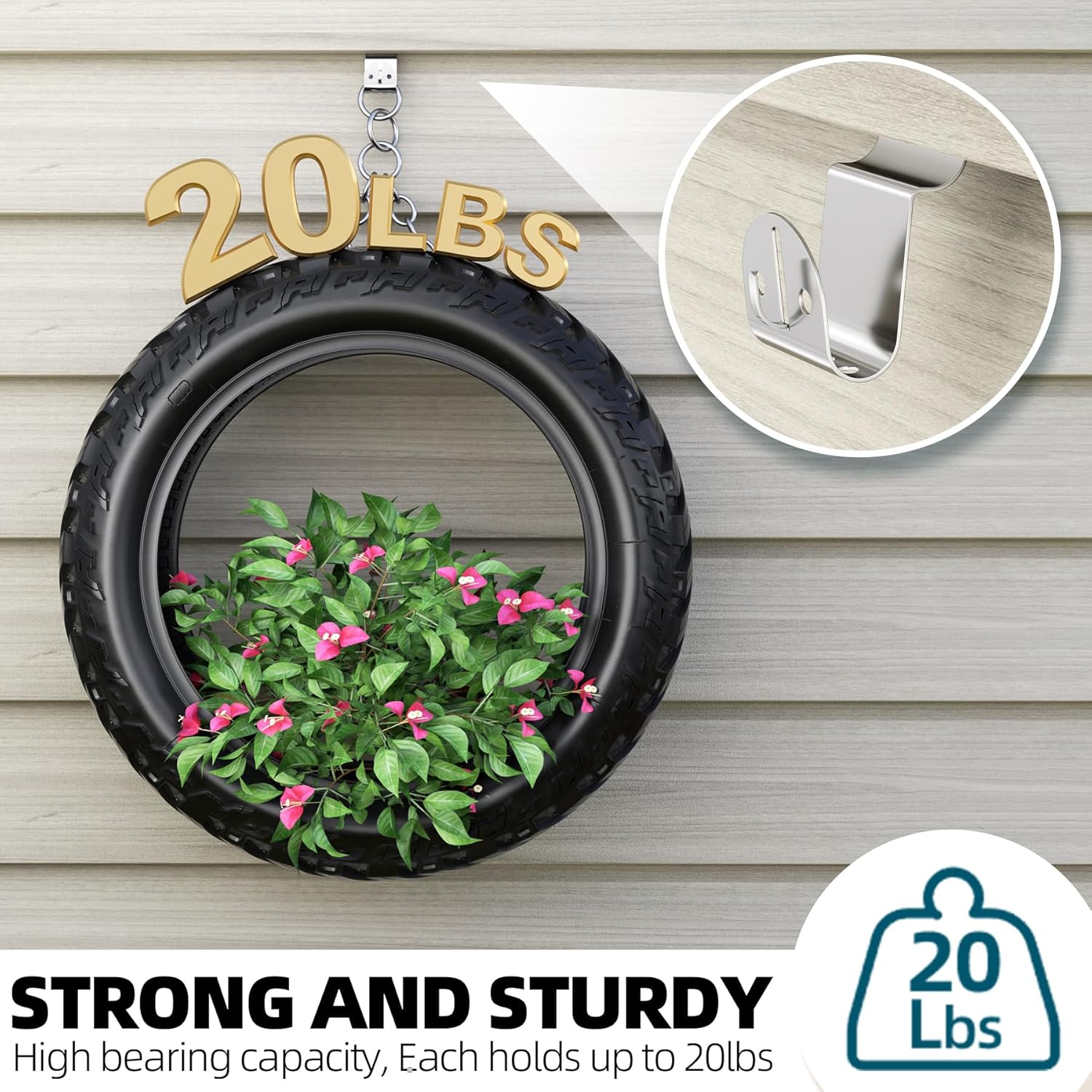 Heavy Duty Vinyl Siding Hooks 15 Pack, Stainless Steel Siding Clip For Hanging Outdoor Decor, No Hole Siding Hooks For Hanging Lights Wreath Christmas Decor