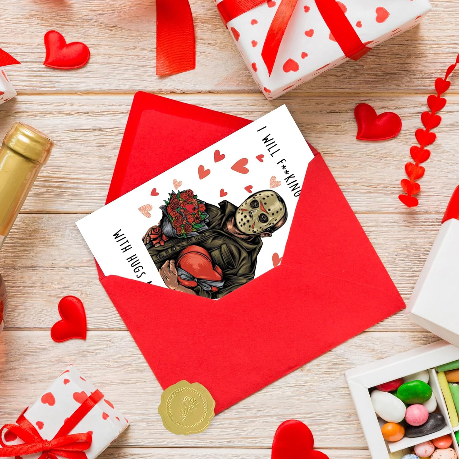 Naughty Valentines Day Card For Her Him, Rude Anniversary Card For Husband Wife, Scary Movie Theme Birthday Gift For Bf Gf, Funny Love Card
