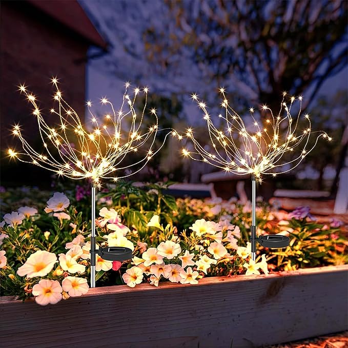 120 LED Solar Firework Garden Lights Outdoor Waterproof Fairy Sparkler Lights for Yard Patio Flower Pot Landscape Decor Holiday Gift for Women and Grandma