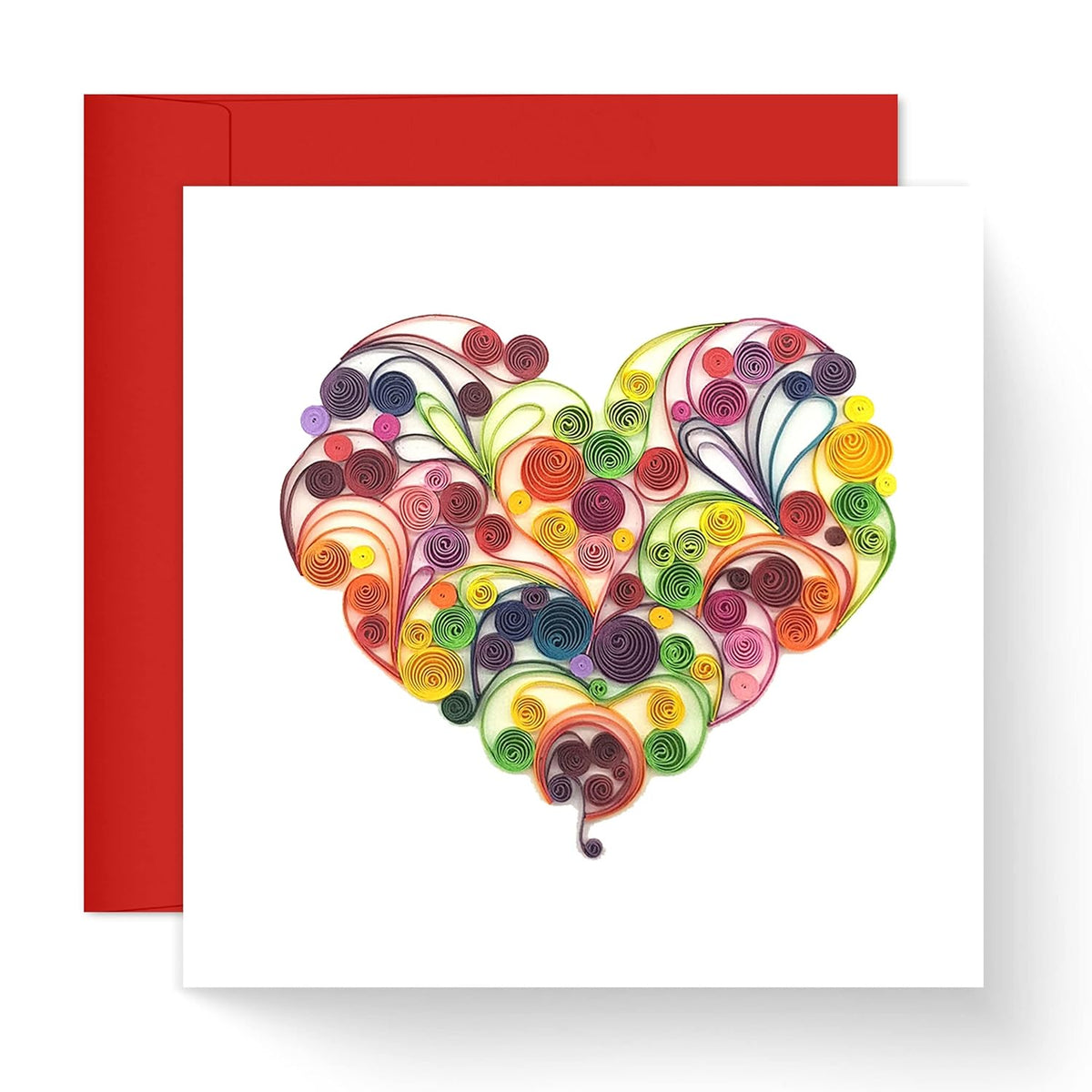 Quilling Card 3D Color Unique Dedicated Paper Handmade Art - Design Greeting Card For Christmas Birthday Anniversary Mother Thank You - Design Gift For Friend Love Mom With Envelop (Rose) (Rose Heart)