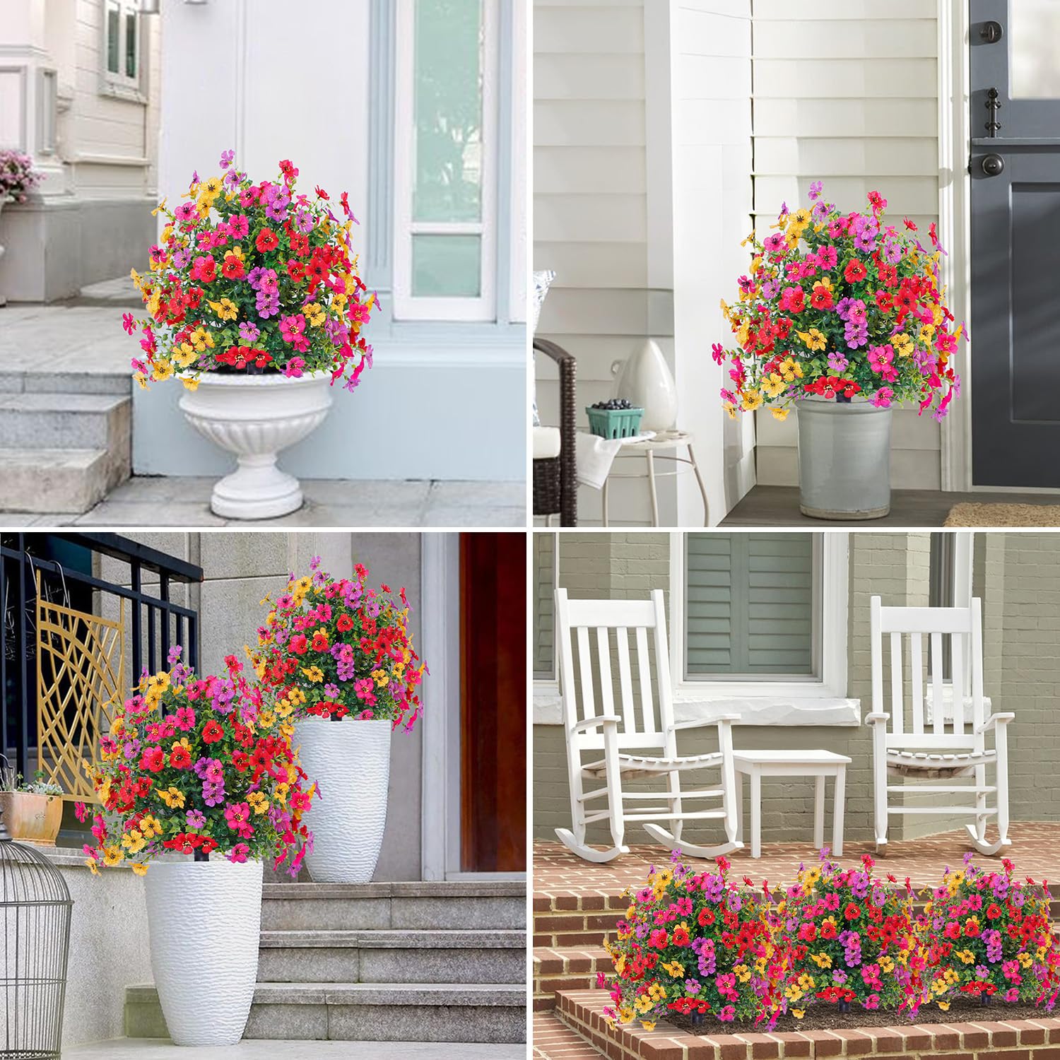 22‘’ Outdoor Artificial Flowers Topiary Ball,2 Set Of Uv-Resistant Artificial Green Plants Boxwood With Ground Spikes,For Decorating Home Patios, Porches, And Courtyards.