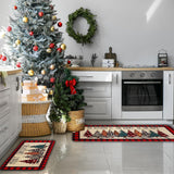 Buffalo Plaid Christmas Tree Merry Christmas Kitchen Mats Set Of 2, Xmas Winter Home Decor Low-Profile Kitchen Rugs For Floor,Red Christmas Kitchen Mats For Floor 17X30+ 17X47 Inch