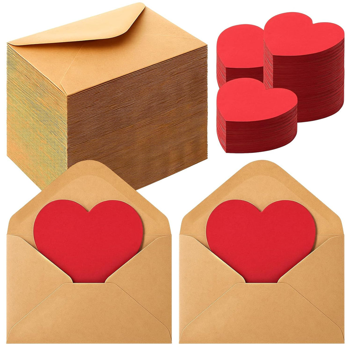 240 Pcs Valentine'S Day Mini Envelopes With 240 Pcs Blank Heart Shaped Greeting Cards 4.13 X 2.76 Inch Diy Small Enclosure Card Blank Gift Note For Valentines Anniversary(Red Heart)