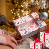 Giolainy Pink Christmas Wrapping Paper For Girls Women Kids - Holiday Gift Wrap With Ornaments, Xmas Trees, Berries & Wreaths Designs - 4 Sheets (28 X 40 Inches), Easy To Store