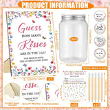 242 Pcs Guess How Many Kisses Bridal Shower Games 1 Standing Sign 50 Guessing Cards 180 Wildflower Kisses Stickers 10 Pencils 1 Jar For Bridal Shower And Weddings