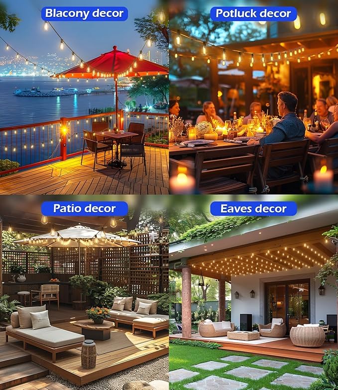 200FT Outdoor LED String Lights with Shatterproof S11 Edison Bulbs Waterproof Patio Lights