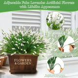 32 Bundles Artificial Lavender Plants Outdoor - Faux Lavender With Monkey Grass Uv Resistant Fake Flowers For Garden Patio Window Hanging Baskets Decor Planter Pathway Front Porch(White)