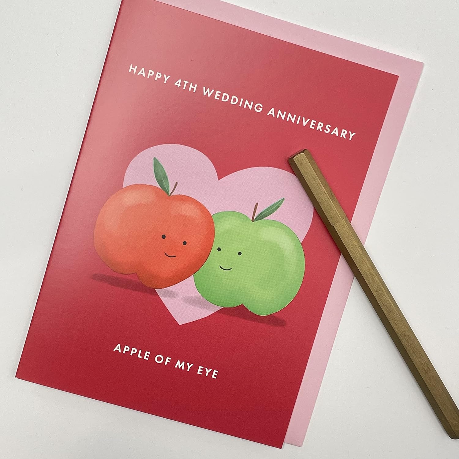 Old English Co. Happy 4Th Anniversary Card - Fruit Anniversary Greeting Card - Funny 4Th Anniversary Card For Husband Or Wife - Fruit Wedding Anniversary Card For Couple | Blank Inside With Envelope