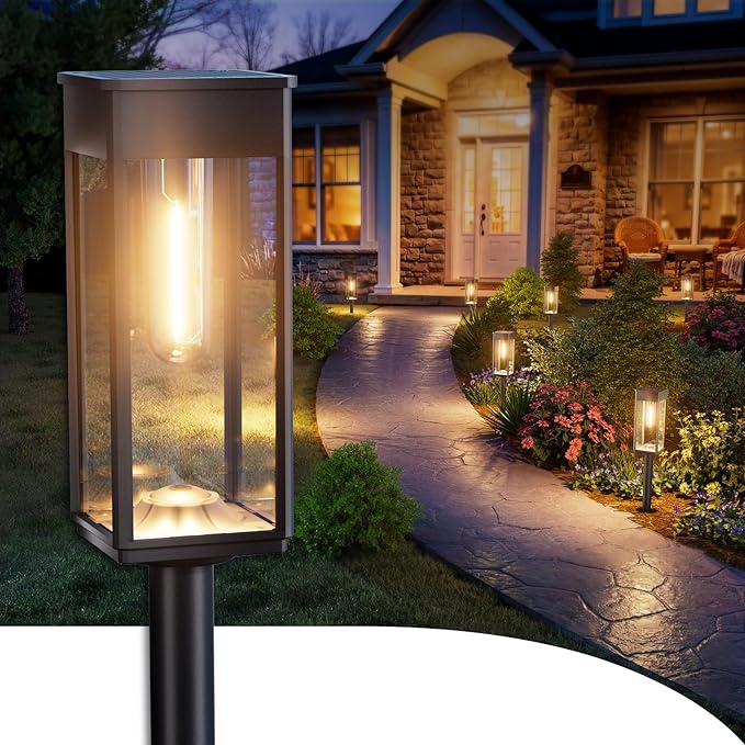 8 Pack Bright Solar Pathway Lights IP65 Waterproof Auto On Off Garden Landscape Lights