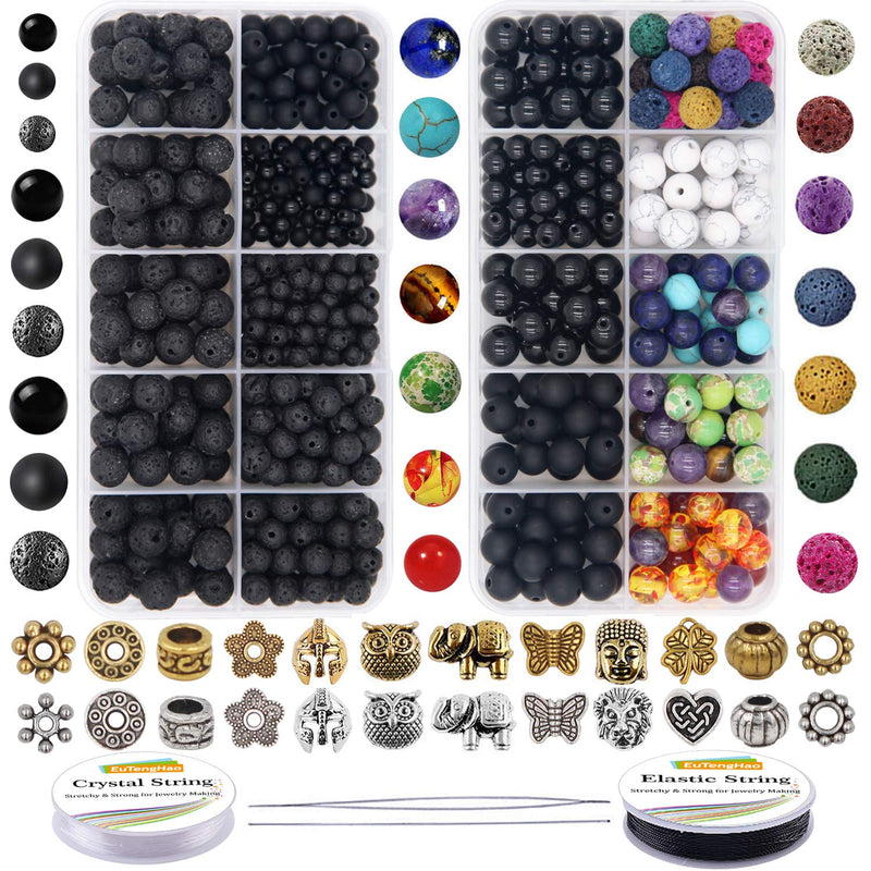 810Pcs Color Lava Rock Beads Stone Chakra Beads Spacer Beads Kit With