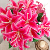Artificial Lilies Flowers,10Pcs Faux Lily Flower,20''Tiger Lily Branch With 2 Full Blooms , Faux Fake Lilies Plants For Wedding Bouquet Home Party Indoor Floral Arrangements (10, Deep Pink)