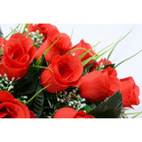 Artificial Cemetery Flowers For Grave, Artificial Rose Memorial Flowers With Vase For Cemetery Headstones Gravesites Decoration Long-Lasting Remembrance (Red)