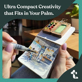 Original Mini Wooden Watercolor Paint Set – Compact Travel Art Kit With 12 Colors, Refillable Brush & Sketchbook – Unique Creative Gift For Birthdays, Holidays & Art Lovers
