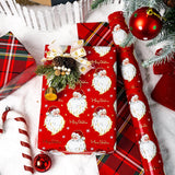 Red Christmas Wrapping Paper Roll, Santa Wrapping Paper, Retro Classic Red Santa Claus, Stewart Tartan Plaid Christmas Gift Wrap Sheets For Winter Holiday, Festive Decor (17 Inch X 33 Feet)
