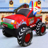 7Ft Long Inflatables Monster Truck Christmas Outdoor Decorations, Xmas Blow Up Santa Driving Monster Truck, Inflatable O