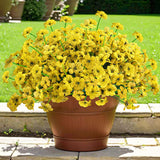 48 Bundles Outdoor Artificial Flowers Uv Resistant Fake Silk Flowers Faux Plastic Plants Outside Garden Porch Window Box Summer Decoration (Yellow)