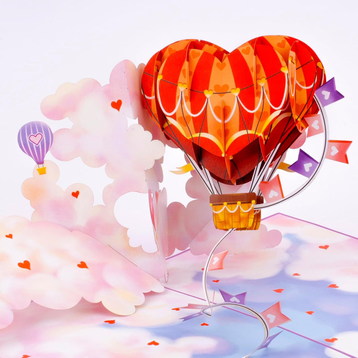 Heart Hot Air Balloon Pop Up Card, Cloud, Love 3D Popup Greeting Cards, Gifts For Valentines, Birthday, Mothers Day, Anniversary, Thinking Of You, 5X7 - Includes Envelope And Message Note