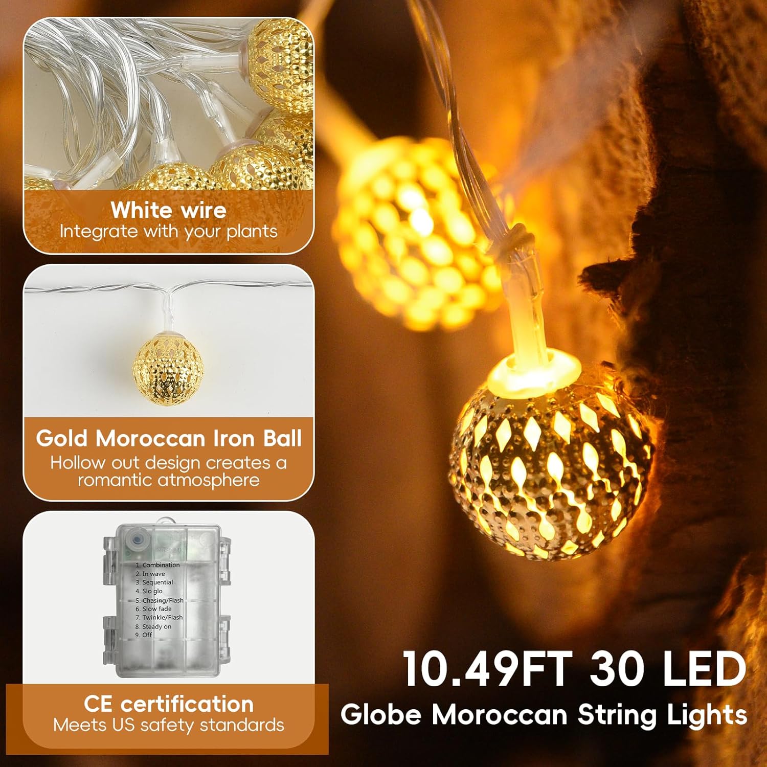Globe String Lights,Cmyk 30 Led Fairy String Lights Battery Operated For Indoor,Party,Patio,Wedding,Bedroom,Christmas Tr