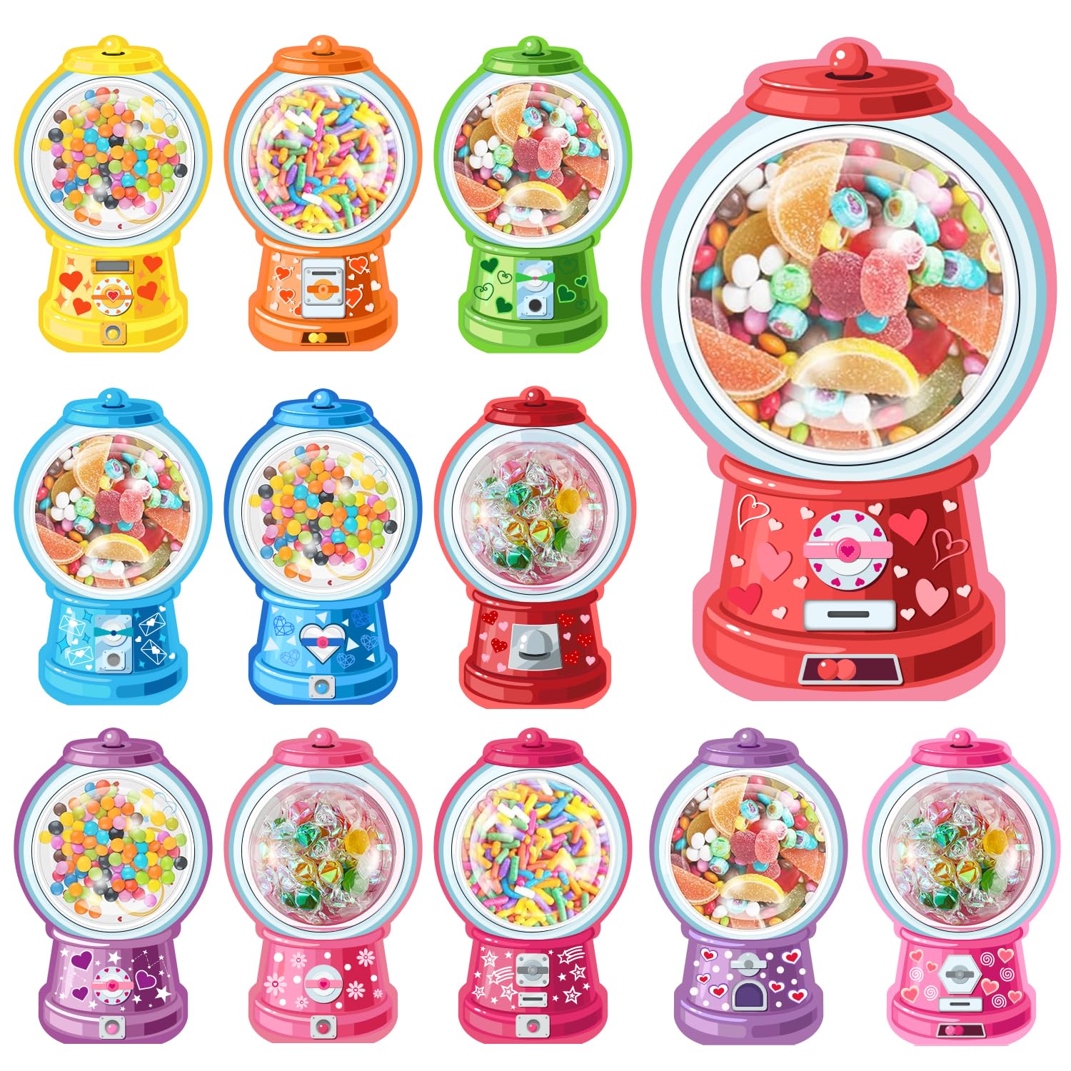 48 Pack Valentine'S Day Cards For Kids Valentines Bubble Gum Machine Candy Cards Set With Plastic Dome Diy Valentine Exchange Gifts For Boys Girls Toddler School Classrooms Rewards Party Favors