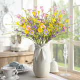 Artificial Spring Flowers 12 Pack Floral Picks 17” Tall Forsythia Stems With Berries For Flower Arrangements Centerpieces Indoor Outdoor Decorations