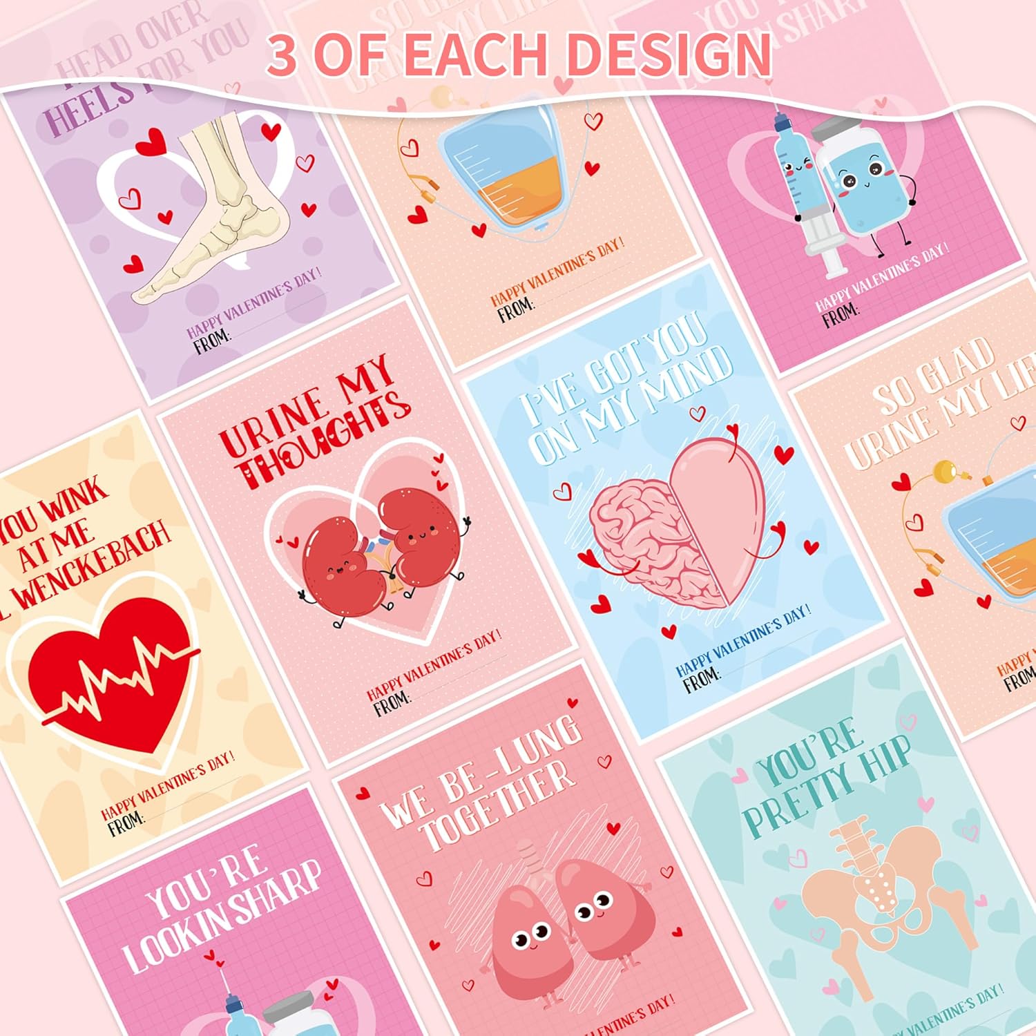 Funny Medical Valentines Day Cards: 24 Pcs Valentine Card For Nurses Coworkers, Healthcare Pun Valentine'S Day Cards With Envelopes & Stickers, Cute Nurse Doctor V-Day Gifts For Office Hospital