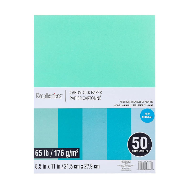 Mint Hues 8.5”; X 11”; Cardstock Paper By ™, 50 Sheets