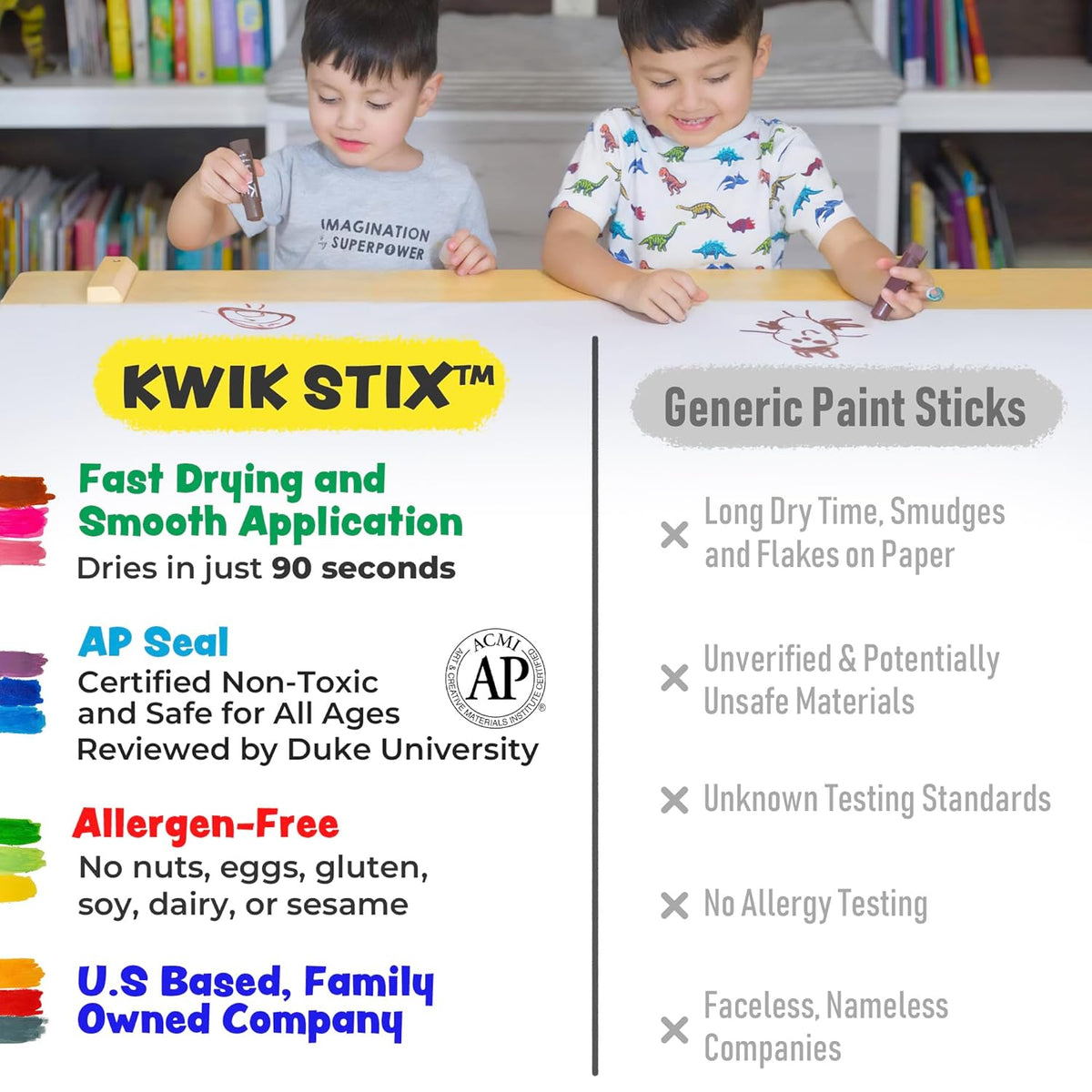 Kwik Stix Solid Tempera Paint Sticks, 144 Classic Colors, Washable Paint Sticks for Kids, Quick Drying, Non-Toxic, Allergen Free, Class Pack, Ideal for Kids and Toddlers