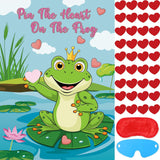 Pin The Heart On The Frog Valentines Games For Kids Valentines Party Games Supplies, Large Valentines Day Pin The Tail Games Poster With 36 Heart Stickers