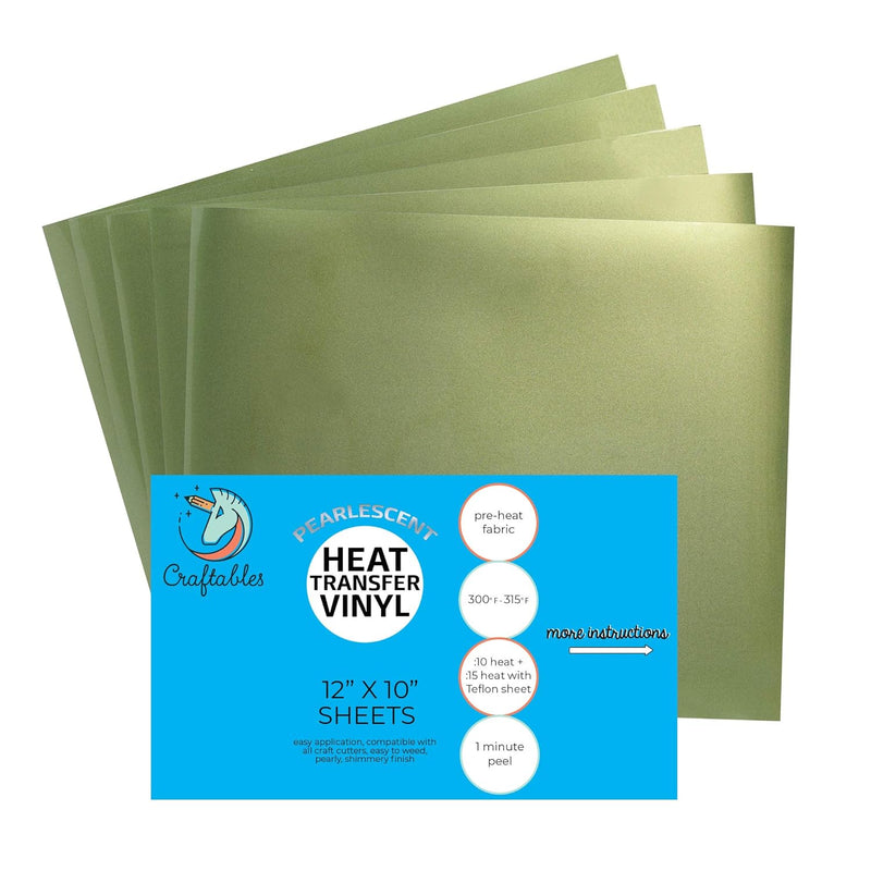 Olive Pearlescent Iron On Viny 5 Sheets | Electric Metallic Heat Trasn