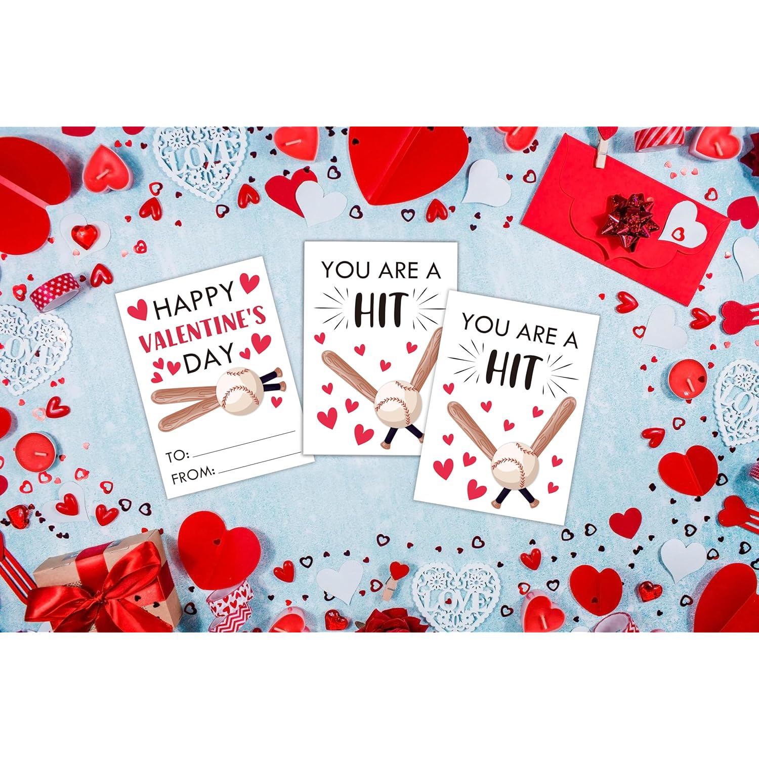 Greetings Valentine'S Day Cards, 30 Sports Baseball Valentine'S Classroom School Exchange Cards For Girls Boys Party Favors