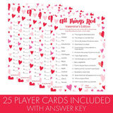 Valentine'S Day Classroom Party Game – 25 Player Cards, All Things Red Trivia Classroom Party Activity, Fun Valentine Trivia Game For Couples, Families, And Friends