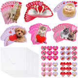 36 Pcs Valentines Animal Scratch Sniff Cards For Valentines Day Gift Strawberry Scented Cards Stickers Envelopes For Exchange Gift Party Supplies Favors(Animal)