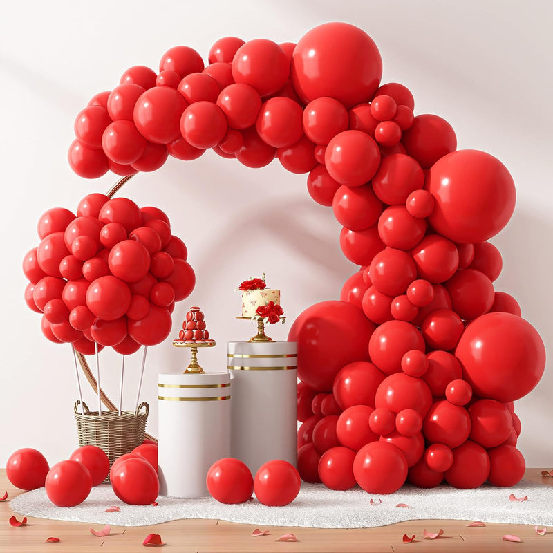 129Pcs Red Balloons Different Sizes 18 12 10 5 Inch For Garland Arch,