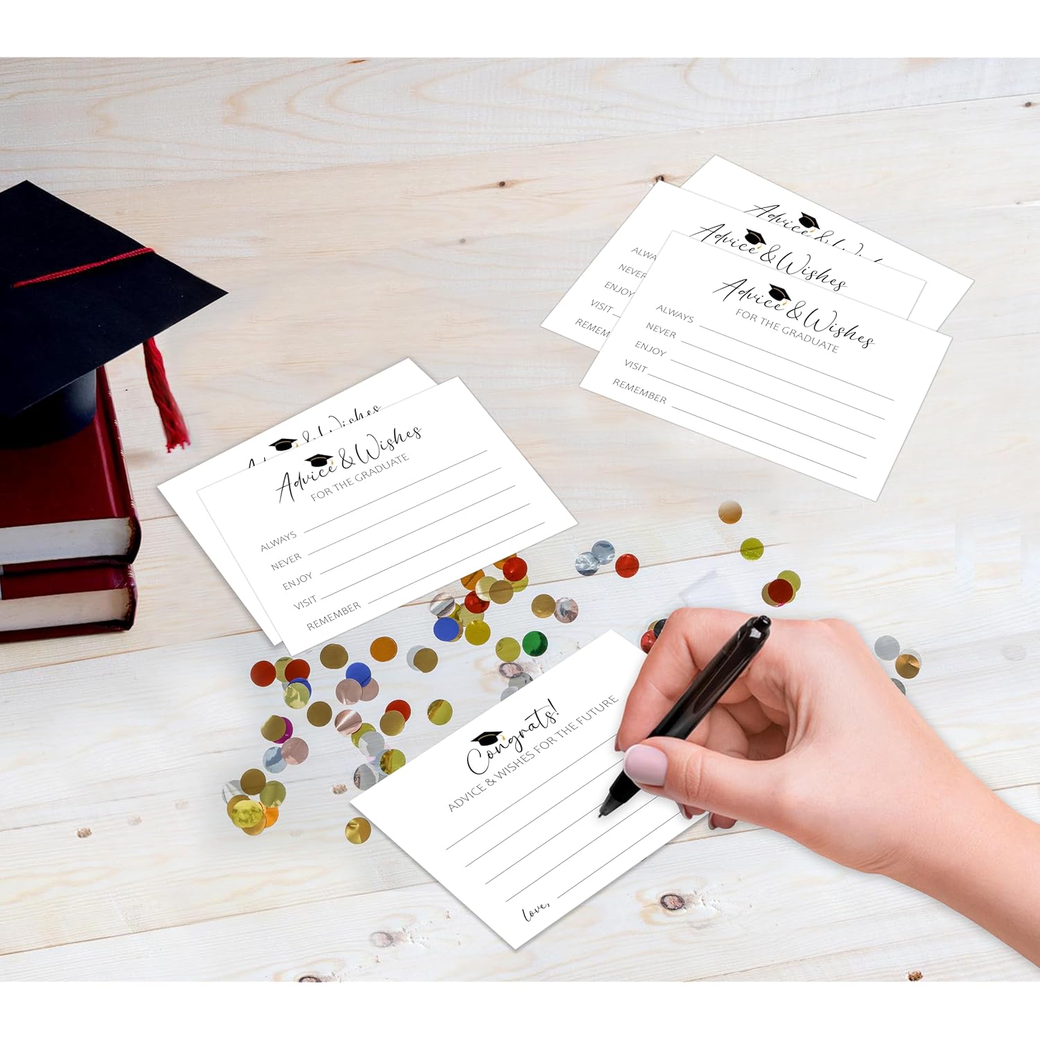 Advice And Wishes For The Graduate Sign, 30 Graduation Advice Cards And 1 Standing Sign, Graduation Decorations Class Of 2025, High School College Graduation Party Games, Graduation Party Supplies