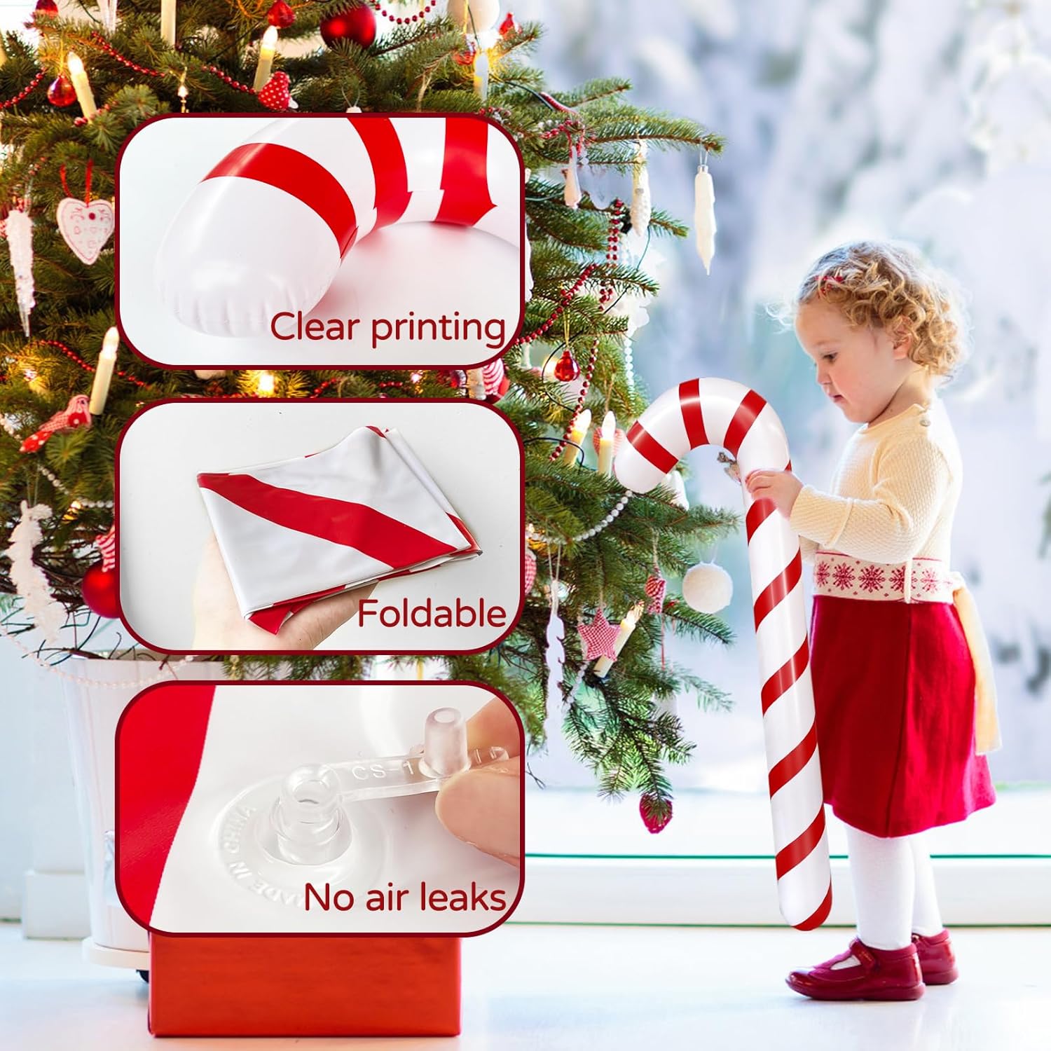 12Pcs Inflatable Candy Canes For Christmas Decorations,35 Inch Candy Sticks Balloon,Large Candy Canes Balloons For Xmas